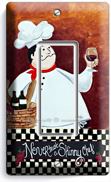 DRUNK FRENCH FAT CHEF SINGLE GFCI LIGHT SWITCH PLATE COVERS KITCHEN DINING DECOR