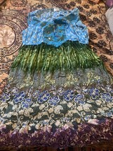 FORBIDDEN Sweet Multi Colored Bohemian Embroidered Beaded Batik  Dress S... - £11.59 GBP