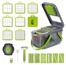 1 Set Multi-funtional Vegetable Slider with 22 pieces (grey/green) - $22.42