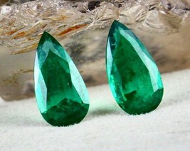 Certified Natural Zambian Emerald Pear Cut Pair Earring 9.03 Ct Loose Gemstone - £11,972.46 GBP