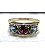 Vintage 14k White Gold 3 BirthStone Tourmaline Ruby Sz 6.25 Mothers Ring... - $7,526.52 MXN