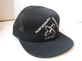 National Bowling Lanes Hat Vintage Black Snapback Trucker Cap - £12.57 GBP