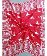 Vtg Red Silk Scarf Horse Rider Floral Leaves Square 34 x 35 Head Neck Bu... - £19.35 GBP