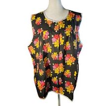 Anthony Richards Women&#39;s TShirt Tank Apron Black Floral Hippie Dbl Pocke... - $10.99