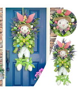 Easter Bunny Wreath Spring Decoration,Easter Wreath Front Door Wall Wind... - £24.64 GBP