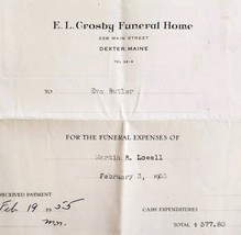 1955 Crosby Funeral Home Invoice Martin Lowell Antique Ephemera Receipt ... - $560.27 MXN