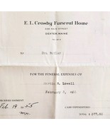 1955 Crosby Funeral Home Invoice Martin Lowell Antique Ephemera Receipt ... - $565.67 MXN