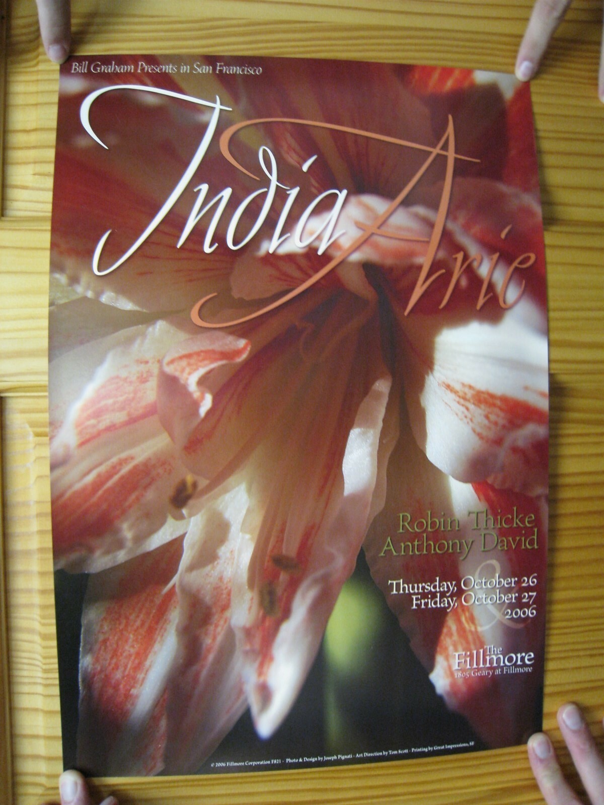 India.arie Affiche India Arie Fillmore Robin Thicke Anthony David Novemb... - $26.99