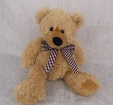 TY Boudreaux Teddy Bear Plush Tan Brown Ribbon Bow 14&quot; Stuffed Animal To... - $19.95