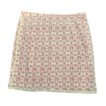 Willi Smith Skirt Size 10 Medium Red White Lace Cotton Nylon Straight Pe... - $13.49