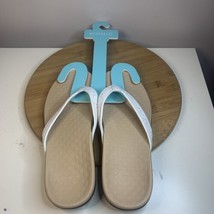Vionic Cassandra Toe Post Womens Size 11 Thong Sandals White Leather Flip Flops - £31.06 GBP