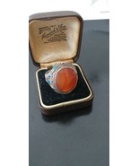 Antique Vintage 1900-s Solid Silver Agate Enameled Heavy Chinese Ring UK... - £149.93 GBP