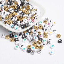 50 Letter Beads Alphabet Beads Mixed Bulk Beads Wholesale 7mm Flat Assorted Lot* - £2.33 GBP