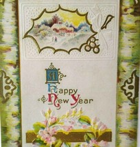 New Year Postcard Nash Church Green Border Gold Trimmed Series 29 1910 Original - £9.71 GBP