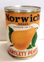 Norwich Bartlett Pears Tin Can W.H. Dunne Co. Norwich, NY c1949-50&#39;s Vintage - £27.24 GBP