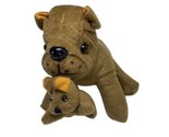 Oriental Trading Bulldog Dog Mom &amp; Puppy Plush Toy 6&quot; Small Brown Stuffe... - £9.96 GBP