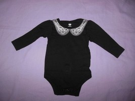 NWT Hudson Baby Girls Black One Piece Top 3-6M Printed Lace Collar - £5.52 GBP