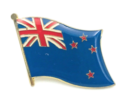 Lot of Two (2) New Zealand Waving Flag Pins 1&quot; x 1&quot; - $5.89