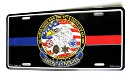 American Heroes Police Emt Medic Fire Sheriff License Plate 6 X 12 Inches - £7.94 GBP