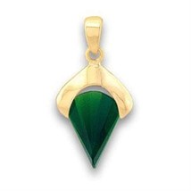 LOA633 - Gold Brass Pendant with Synthetic Synthetic Glass in Emerald - $327.66 MXN