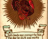 Cascante Sunburst Pergamena Poesia Goffrato Dorato Ringraziamento 1910s DB - £10.67 GBP