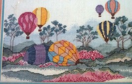 Hot Air Balloons 70034 Candamar Linen Counted Cross Stitch 1988 New Kit Colorful - $14.84
