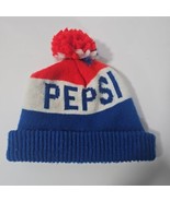 Vintage 1970s 80s Pepsi Red White Blue Knit Ski Cap Beanie Hat Pom Pom S... - €21,45 EUR