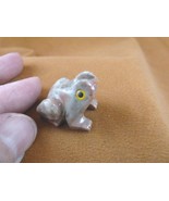 (Y-FRO-14) little White FROG carving gemstone SOAPSTONE love amphibian f... - $8.59