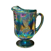 Indiana Carnival Glass Pitcher Iridescent Blue Harvest Grape Vine 70 oz Vintage - £26.06 GBP