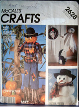 Doll Pattern 2628 (Used) Scarecrow, Ghost, Snowman Pumpkins, Black Cat Decor - £4.54 GBP
