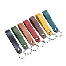 5pcs New Vintage Genuine Calf Colorful Leather Key Ring Keychains Gifts  - £8.78 GBP