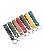 5pcs New Vintage Genuine Calf Colorful Leather Key Ring Keychains Gifts  - £8.92 GBP