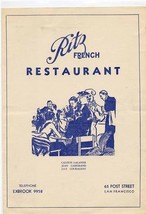Ritz French Restaurant Menu Post St San Francisco California 1938 Old Poodle Dog - £99.64 GBP