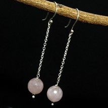 Solid 925 Silver Rose Quartz Natural Gemstone Handmade Earrings Women&#39;s Jewelry - £4.01 GBP