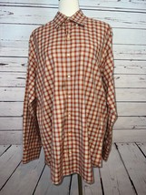 Peter Millar Long Sleeve Button Front Shirt large Mens Plaid Cotton Casu... - $19.11