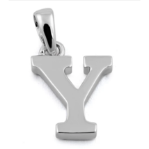 Block Letter Initial Y Pendant Necklace Solid Stamped 925 Sterling Silver - £13.39 GBP