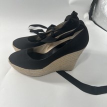 Steven By Steve Madden Wedge Shoes Black Canvas Size 10B Maritime - $28.04