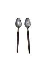 2x Ekco Eterna CANOE MUFFIN teaspoon MCM Stainless Flatware Faux Wood Ha... - $26.68