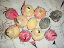 Vintage Sugar Fruit Glitter Decor Ornaments Lot 11 #30 - £21.08 GBP