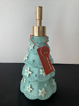 Aqua Blue Christmas Tree Soap Dispenser With Glitter Stars NEW 8” - £10.82 GBP