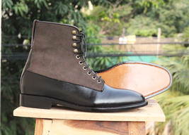Handmade Men Black Leather Suede Ankle Boots, Men Designer Dress Formal Boots - £127.72 GBP+