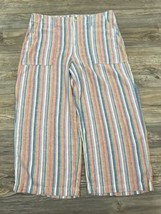 Seven7 Pants Size 12 Linen Blend Multicolor Stripe Wide Leg Style #MY8019 - £16.62 GBP
