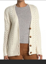 New Ceny Small Cable Knit Grandpa Cardigan Ivory V-Neck Sweater Women’s - £18.99 GBP