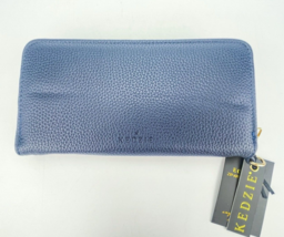 KEDZIE Eclipse Vegan Leather Zip Around Clutch Wallet Card Holder Wristlet Navy - £17.55 GBP