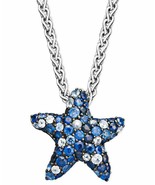 1Ct Simulated Diamond 14K White Gold Plated Silver Starfish Pendant Neck... - £85.77 GBP