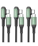 Kobilar USB C Charger Cord Right Angle Fast Charger 3 Pack 1.5/5/10ft Black - $65.65 MXN