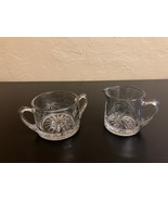 Antique Glass Cream &amp; Sugar set, 8-point star patter - $187.91 MXN