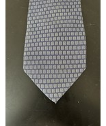 Perry Ellis Portfolio Blue Grey Blocks 100% Silk Men’s Neck Tie Made In ... - $12.86