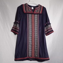 Anthropologie Akemi+Kin Women&#39;s Tribal Embordered Navy Blue Half Sleeve ... - £31.65 GBP