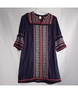 Anthropologie Akemi+Kin Women&#39;s Tribal Embordered Navy Blue Half Sleeve ... - £31.38 GBP